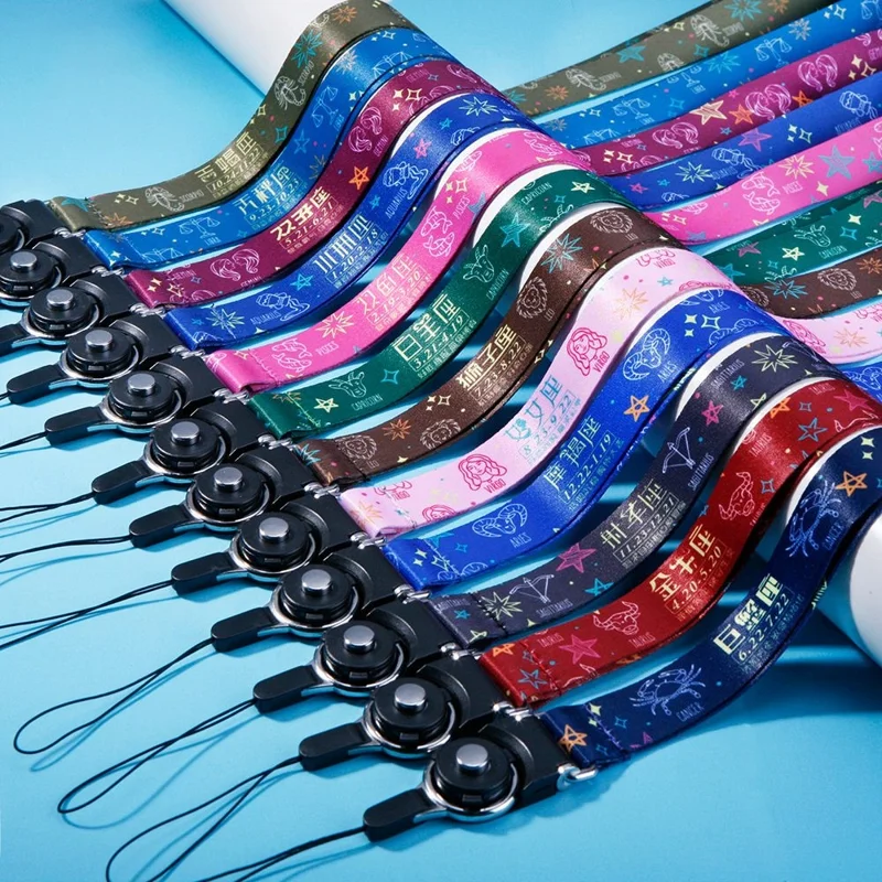 10 sztuk / opakowanie, kolorowy naszyjnik z motywem 12 znaków zodiaku, z karabińczykiem obrotowym, odłączalny pasek na telefon lub identyfikator – Lew