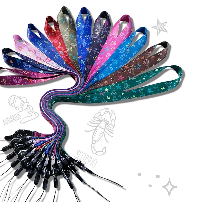 10 sztuk / opakowanie, kolorowy naszyjnik z motywem 12 znaków zodiaku, z karabińczykiem obrotowym, odłączalny pasek na telefon lub identyfikator – Lew