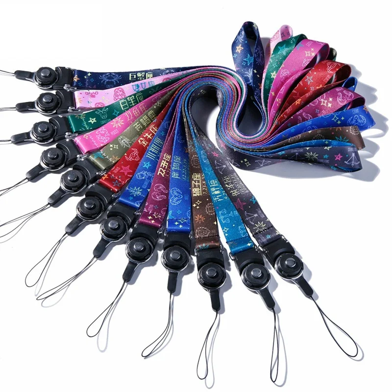 10 sztuk / opakowanie, kolorowy naszyjnik z motywem 12 znaków zodiaku, z karabińczykiem obrotowym, odłączalny pasek na telefon lub identyfikator – Lew