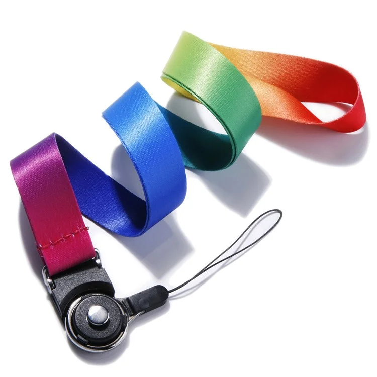 10Stück / Pack Lösbare Fingerring-Lanyard mit drehbarer Schnalle, Handykettchen, Namensschild-Halsband - Regenbogen