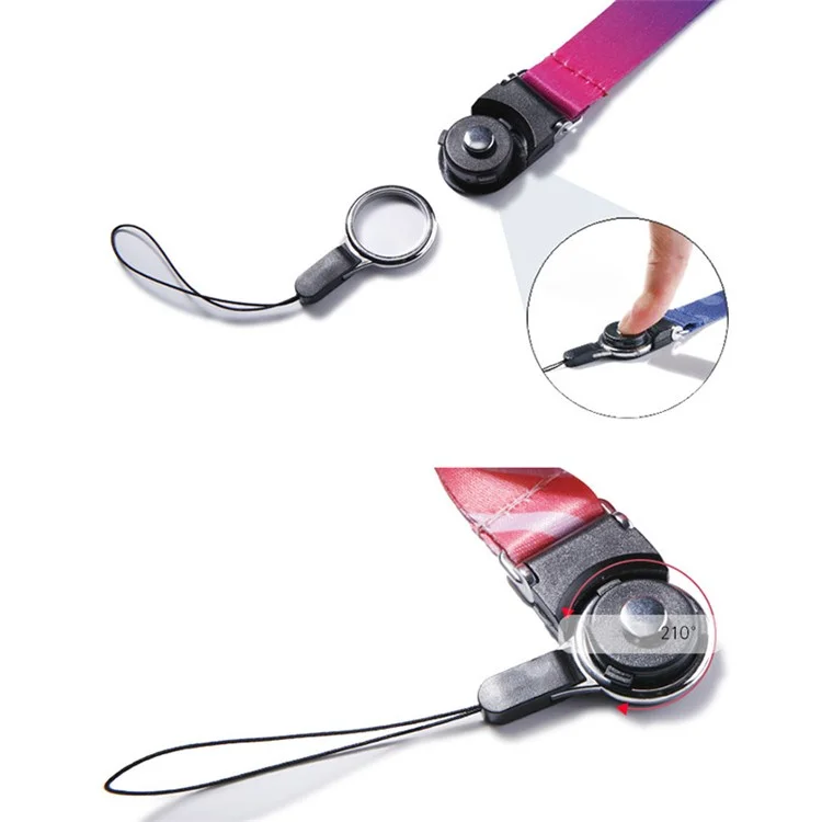 10Stück / Pack Lösbare Fingerring-Lanyard mit drehbarer Schnalle, Handykettchen, Namensschild-Halsband - Regenbogen
