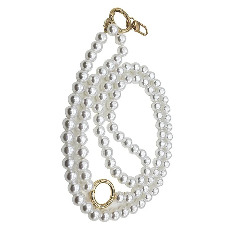 JOYSCOMM 12mm Acrylic Pearl Chain Crossbody Strap Phone Neck Lanyard with Tether Tab - White