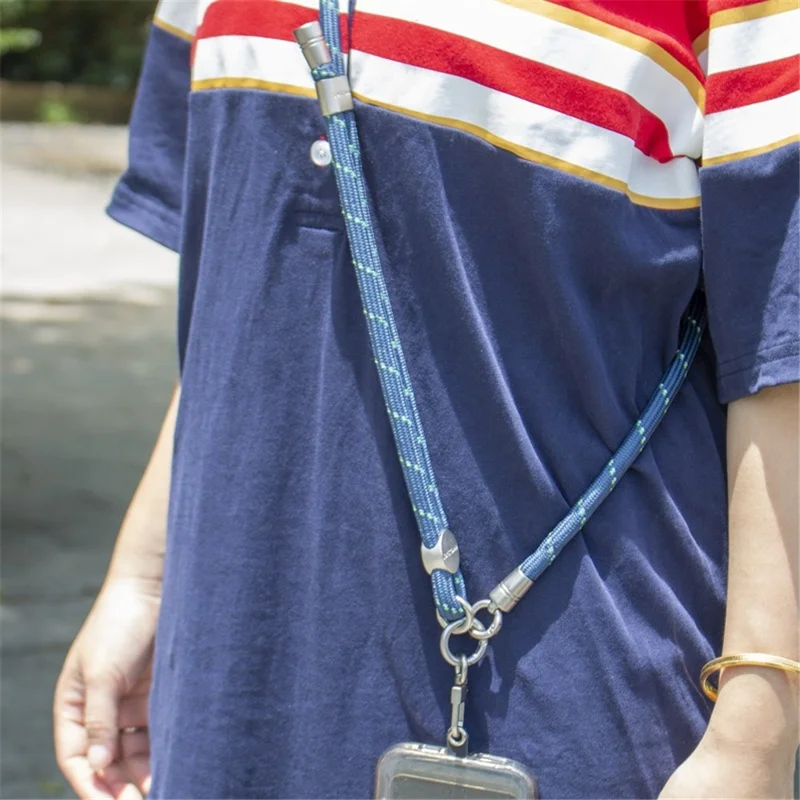 JOYSCOMM JC Series 7mm Reflective Yarn Polyester Woven Rope Phone Neck Lanyard Crossbody Strap - JC0003 Grey