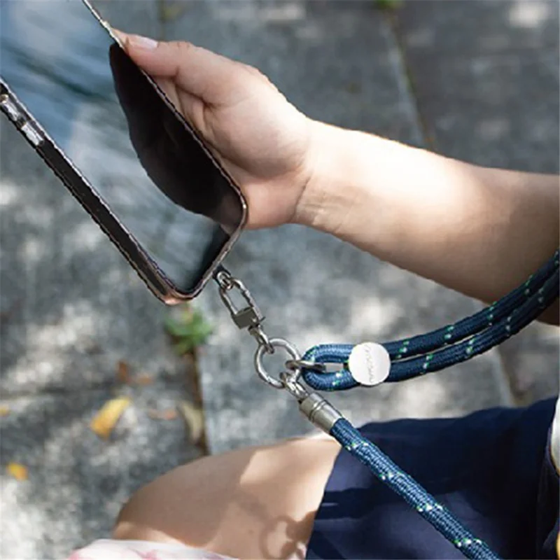JOYSCOMM JC Series 7mm Reflective Yarn Polyester Woven Rope Phone Neck Lanyard Crossbody Strap - JC0003 Grey