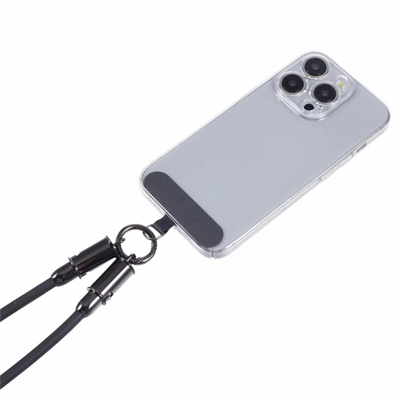 120cm 2 in 1 Silicone Phone Lanyard Crossbody Strap Type-C to Type-C 60W Phone Charging Cable - Black