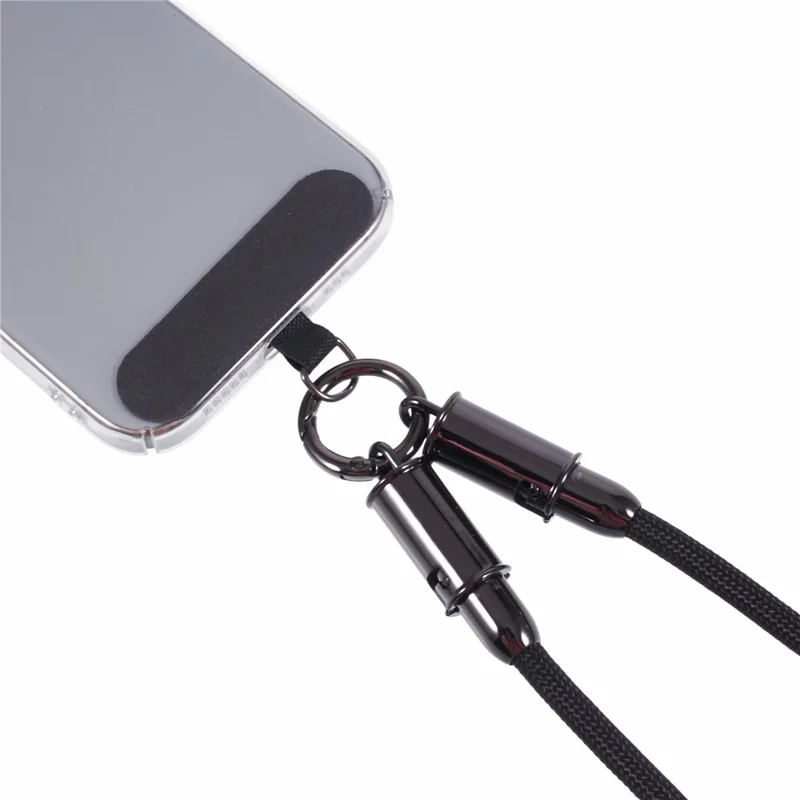 60W Type-C Cable Lanyard Multi-Functional 120cm Charging Cord Neck Cell Phone Strap - Black