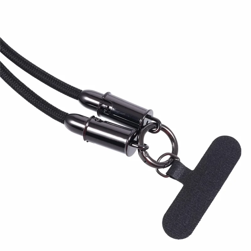 60W Type-C Cable Lanyard Multi-Functional 120cm Charging Cord Neck Cell Phone Strap - Black
