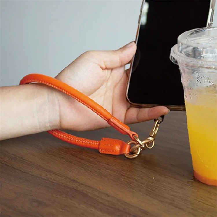 JOYSCOMM SA Series 8mm Wide PU Leder Handy Handgelenkband Anti-Lost Lanyard - Schwarz