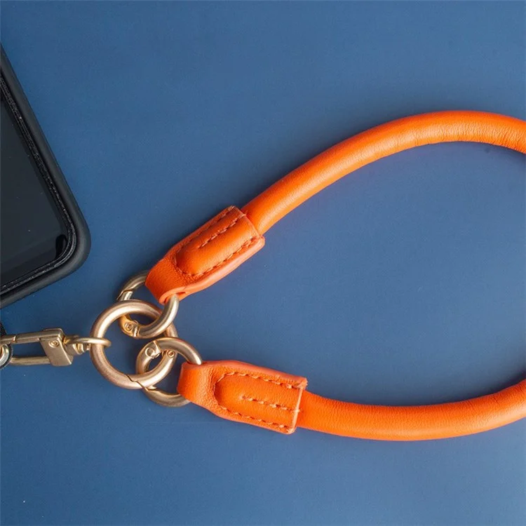 JOYSCOMM SA Series 8mm Wide PU Leder Handy Handgelenkband Anti-Lost Lanyard - Schwarz