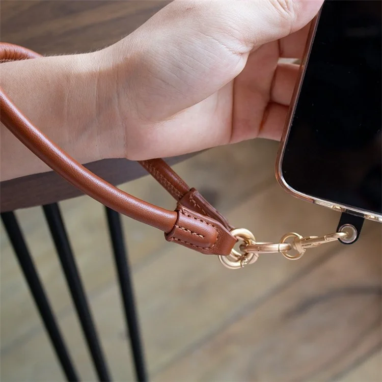 JOYSCOMM SA Series 8mm Wide PU Leder Handy Handgelenkband Anti-Lost Lanyard - Schwarz