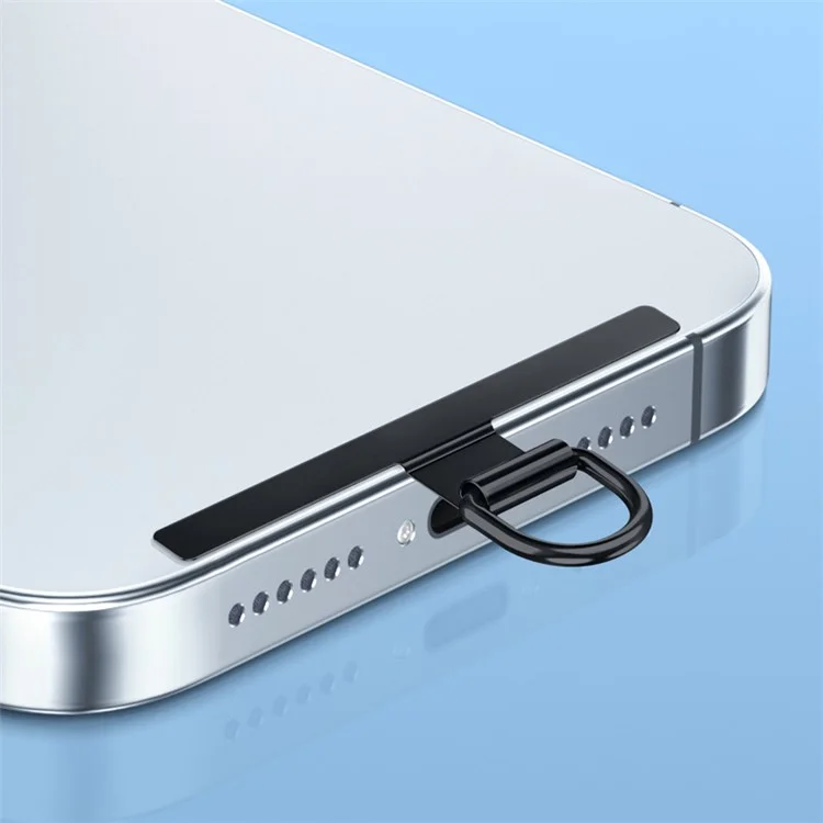 10Pcs / Pack Cell Phone Lanyard Patch Long Bar Stainless Steel Tether Tab with D-Ring
