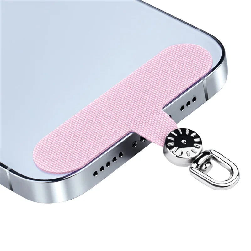 Phone Tether Tab Stainless Steel+Oxford Cloth Rotary Patch for Phone Strap Lanyard - Pink