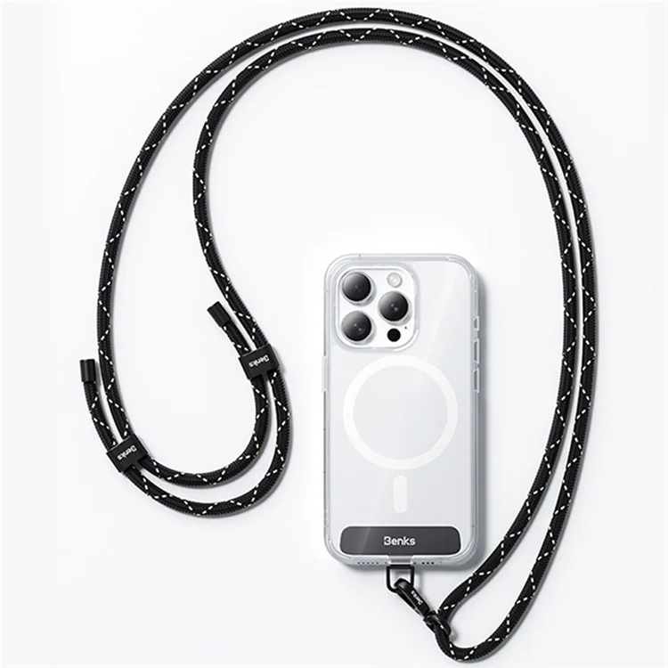 BENKS GS01 Ajustable Correa de Hombro Cruzada con Pestaña de Sujeción Trenzada - Negro