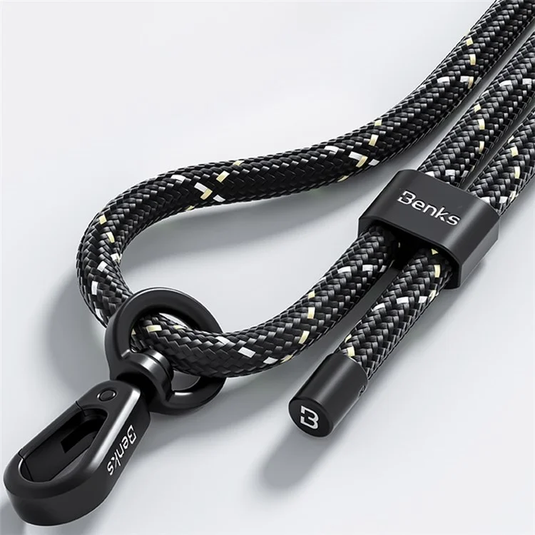 BENKS GS01 Ajustable Correa de Hombro Cruzada con Pestaña de Sujeción Trenzada - Negro