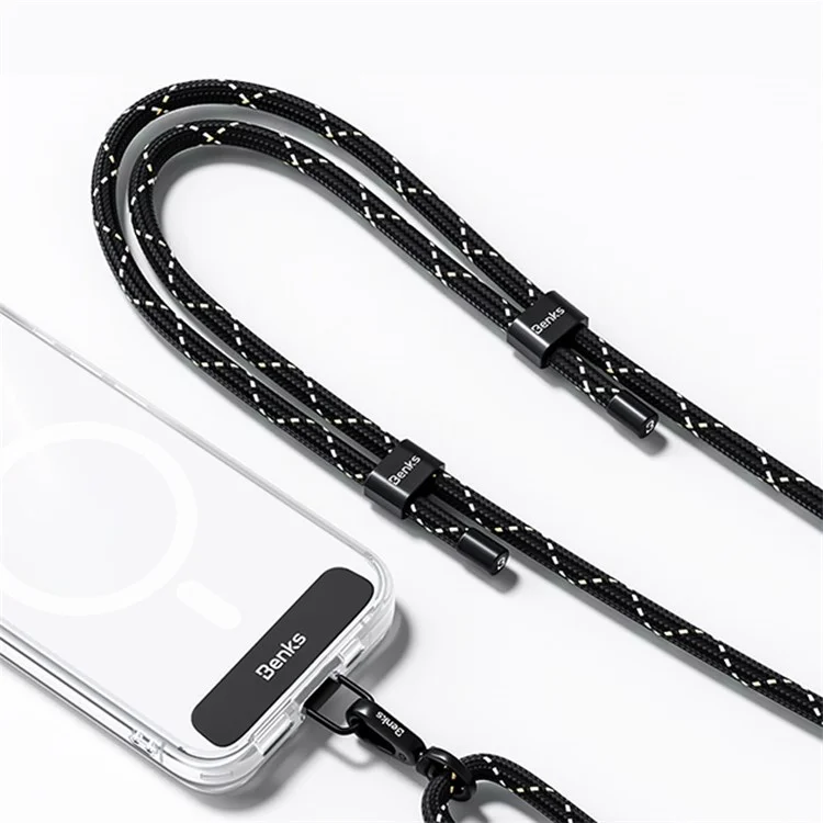 BENKS GS01 Ajustable Correa de Hombro Cruzada con Pestaña de Sujeción Trenzada - Negro
