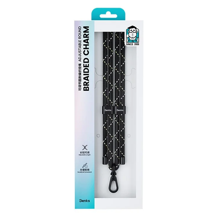 BENKS GS01 Ajustable Correa de Hombro Cruzada con Pestaña de Sujeción Trenzada - Negro