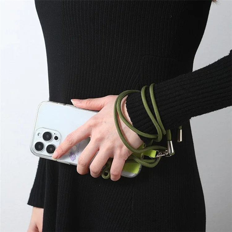 Telefonlanyard, abnehmbar, verstellbar, Polyester-Telefon-Halsband-Schultergurt mit Tether-Tab - Armeegrün