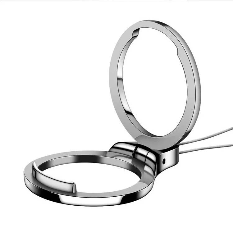 2-in-1 Metal Finger Ring Phone Desktop Kickstand Cellphone U-Disk Anti-drop Lanyard Hand Rope - Black