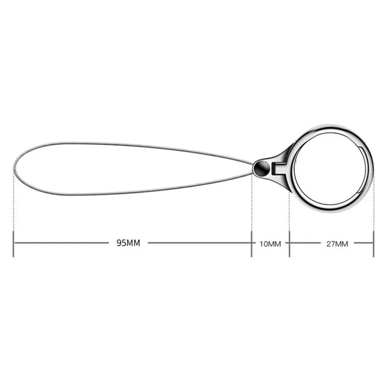 2-in-1 Metal Finger Ring Phone Desktop Kickstand Cellphone U-Disk Anti-drop Lanyard Hand Rope - Black