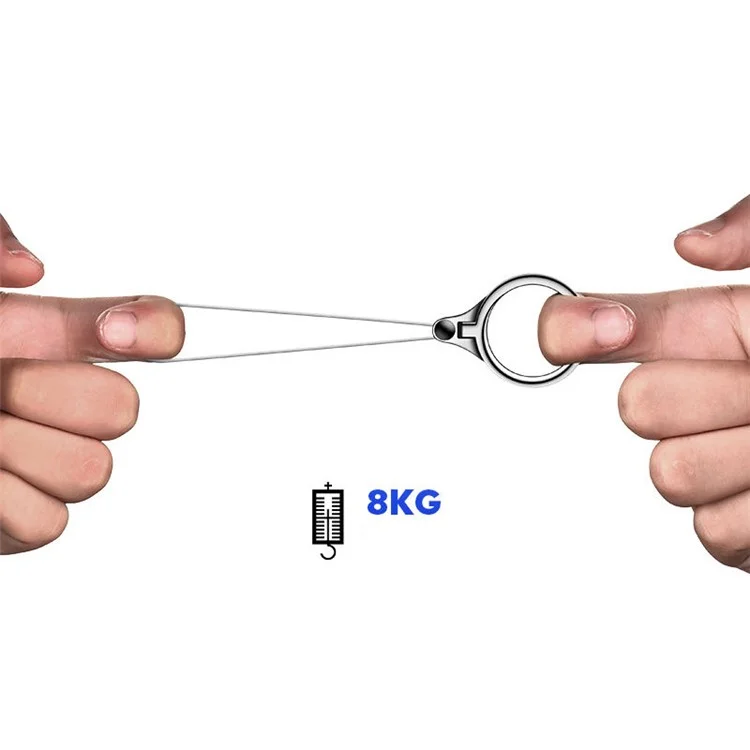 2-in-1 Metal Finger Ring Phone Desktop Kickstand Cellphone U-Disk Anti-drop Lanyard Hand Rope - Black