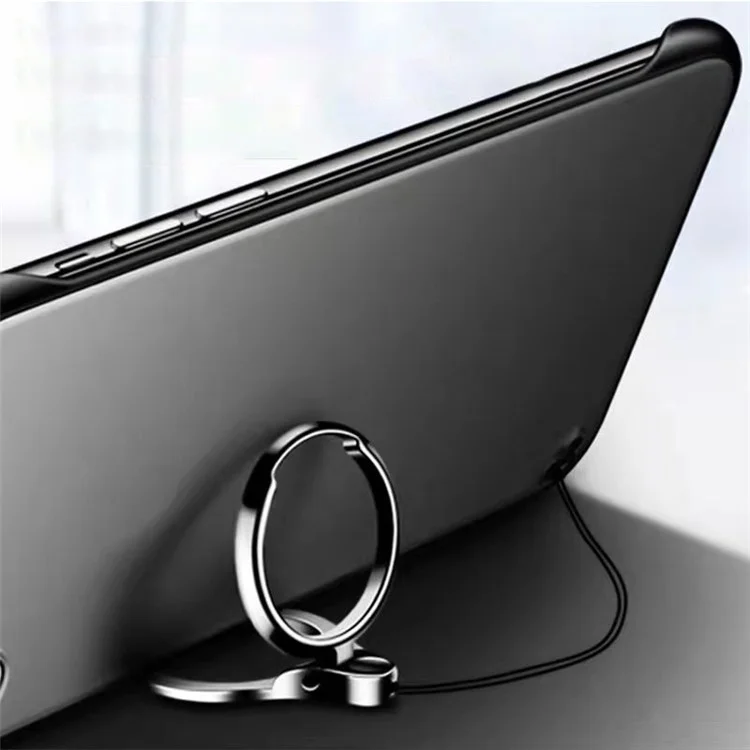 2-in-1 Metal Finger Ring Phone Desktop Kickstand Cellphone U-Disk Anti-drop Lanyard Hand Rope - Black