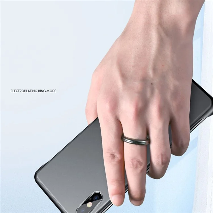 2-in-1 Metal Finger Ring Phone Desktop Kickstand Cellphone U-Disk Anti-drop Lanyard Hand Rope - Black