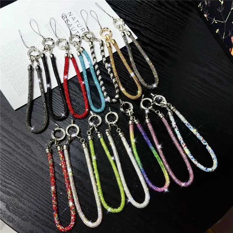 Phone Wrist Strap Shiny Rhinestone Decor Hand Strap Lanyard, Length: 25cm - Multi-color