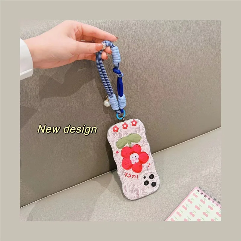 Telefono Cinturino da Polso 30cm Cinturino in Nylon con Charms Perla - Verde Scuro+Verde Chiaro