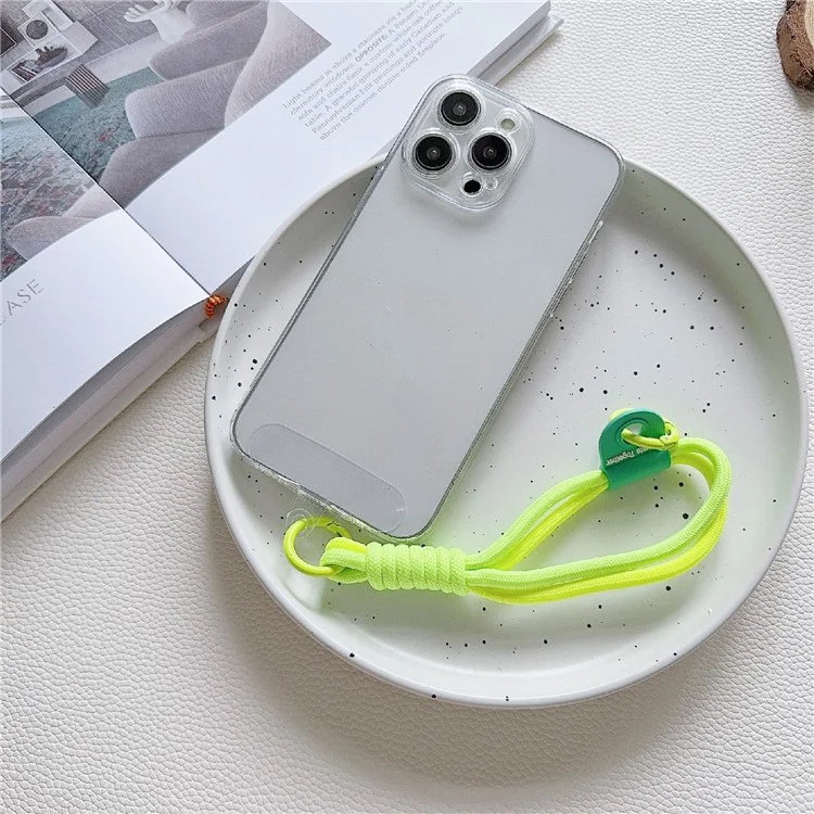 Cinturino per telefono a doppio strato, design da 30 cm in nylon, con linguetta di trazione - nero+bianco