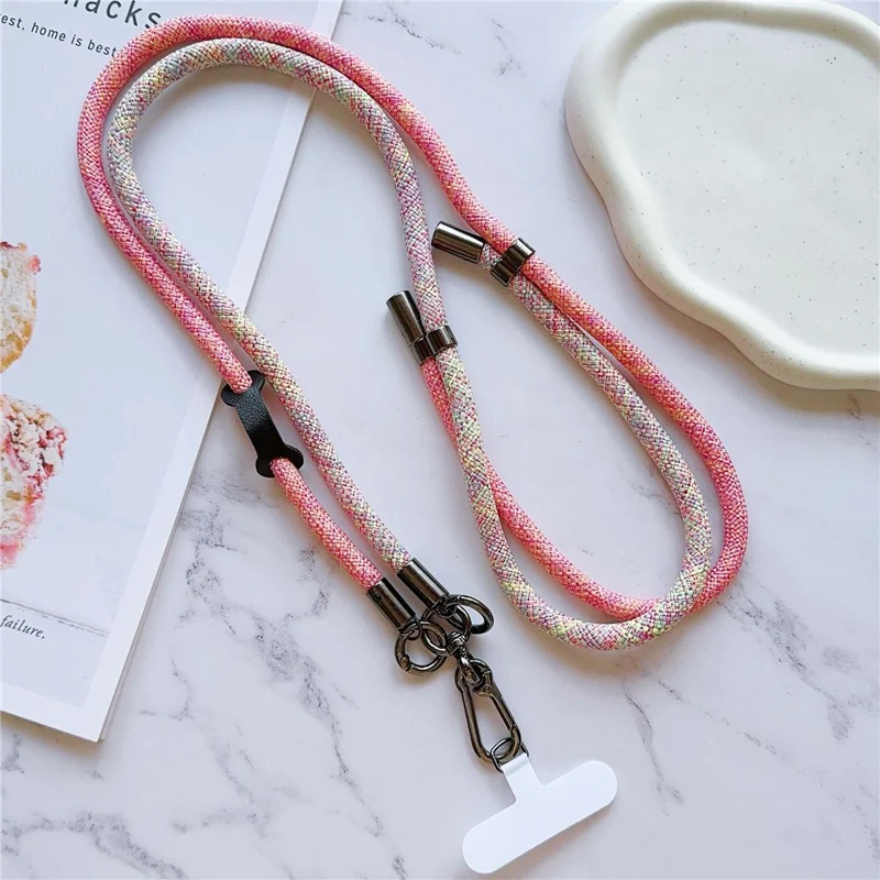 Sangle à Bandoulière en Nylon Ajusté en Nylon Ajusté de 8 mm D'épaisseur Avec Onglet D'attache, Longueur Totale: 140 cm - Arc-en-ciel Rose + Jaune