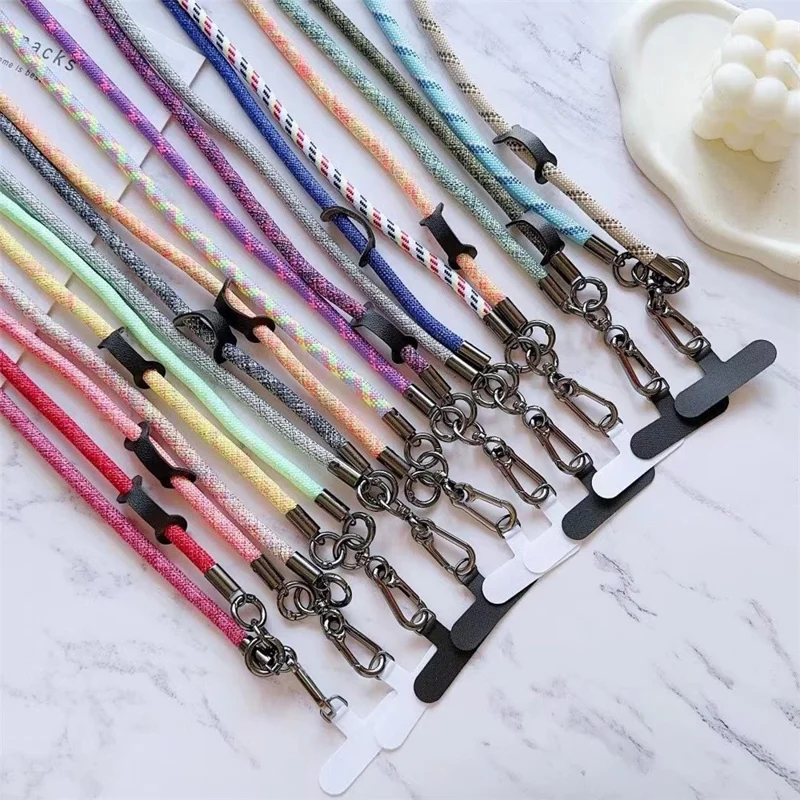Sangle à Bandoulière en Nylon Ajusté en Nylon Ajusté de 8 mm D'épaisseur Avec Onglet D'attache, Longueur Totale: 140 cm - Arc-en-ciel Rose + Jaune