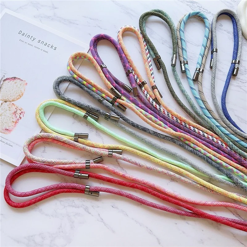 Sangle à Bandoulière en Nylon Ajusté en Nylon Ajusté de 8 mm D'épaisseur Avec Onglet D'attache, Longueur Totale: 140 cm - Arc-en-ciel Rose + Jaune