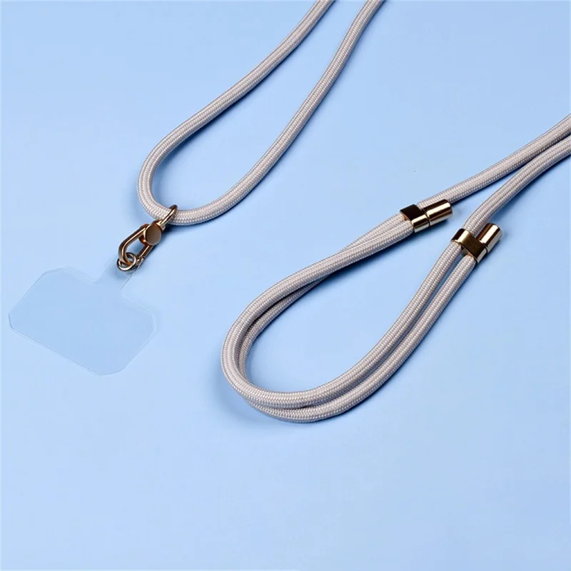 Crossbody Phone Lanyard 6mm Thick Polyester Adjustable Strap with Tether Tab, Total Length: 148cm - Light Grey