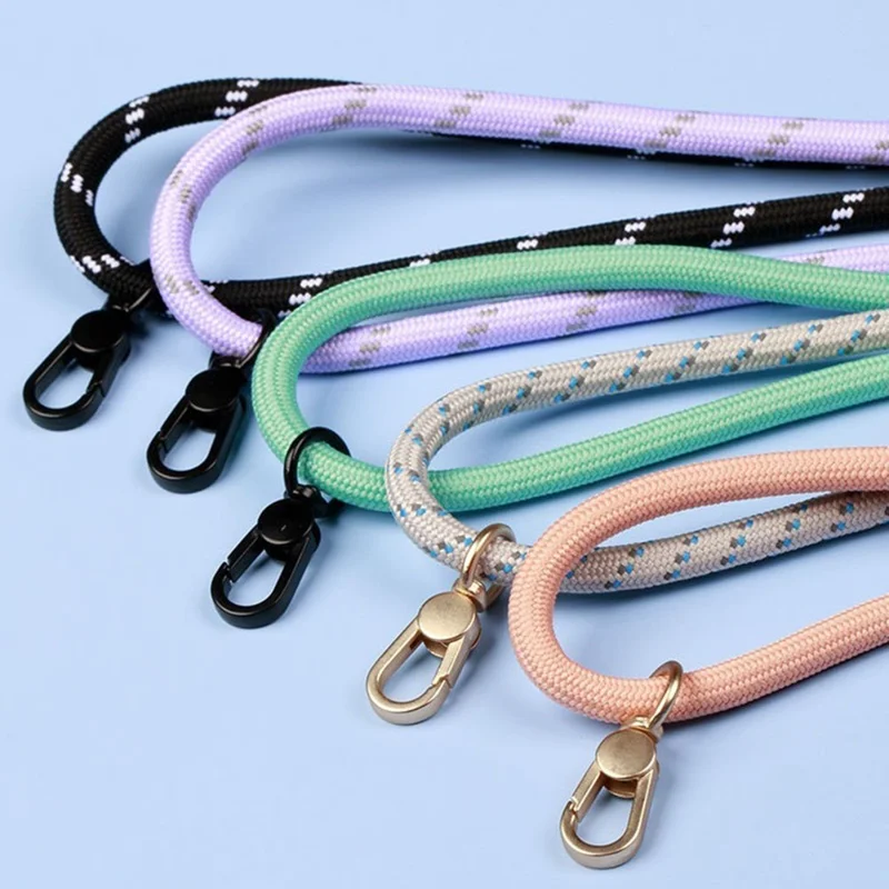 Crossbody Phone Lanyard 6mm Thick Polyester Adjustable Strap with Tether Tab, Total Length: 148cm - Light Grey