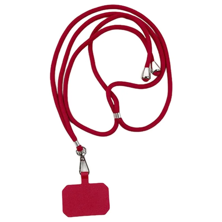 Crossbody Cell Phone Lanyard 5mm Thick Polyester Adjustable Neck Strap with Tether Tab, Total Length: 150cm - Rot