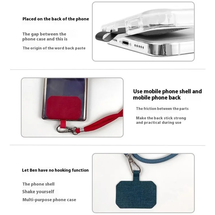 Crossbody Cell Phone Lanyard 5mm Thick Polyester Adjustable Neck Strap with Tether Tab, Total Length: 150cm - Rot