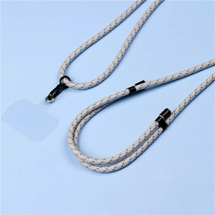 Phone Lanyard Universal Crossbody 6mm Thick Polyester Adjustable Strap with Tether Tab, Total Length: 148cm - Grey+Blue