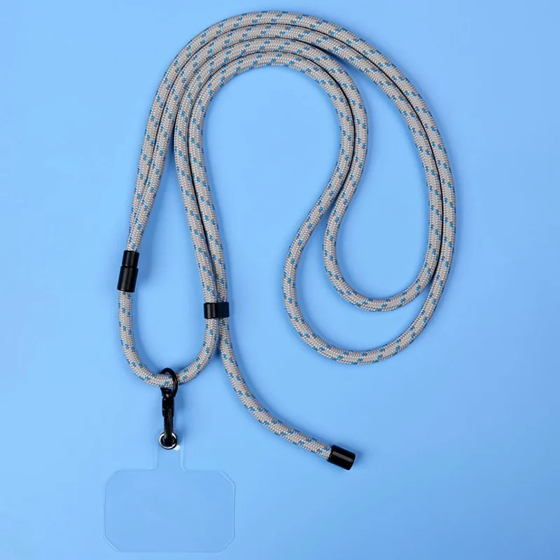 Phone Lanyard Universal Crossbody 6mm Thick Polyester Adjustable Strap with Tether Tab, Total Length: 148cm - Black