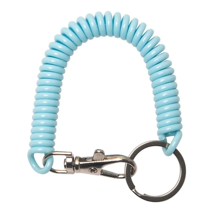 Retractable Phone Lanyard Anti Theft 18cm EVA Spiral Cord Coil Keychain Holder - Baby Blue / Metal Clasp