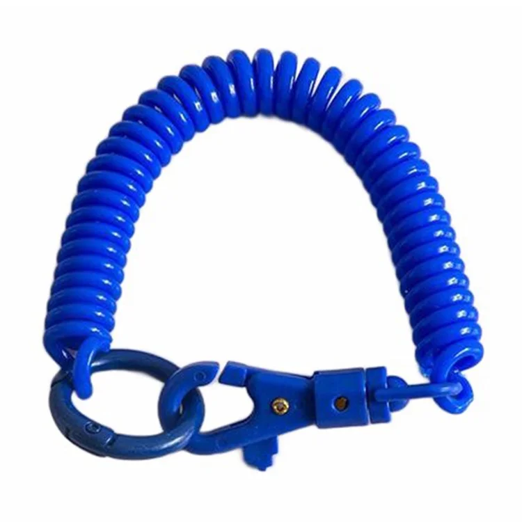 Retractable Phone Lanyard Anti Theft 18cm EVA Spiral Cord Coil Keychain Holder - Dark Blue / Plasctic Clasp