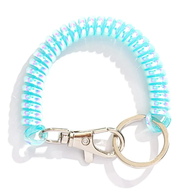 HC-8956713 Colorful Coil Springs Keychain 180mm Anti-lost Key Chain Holder Clasp for Keys Wallet Cellphone - Colorful Baby Blue