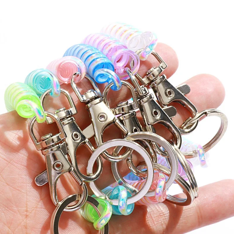 HC-8956713 Colorful Coil Springs Keychain 180mm Anti-lost Key Chain Holder Clasp for Keys Wallet Cellphone - Colorful Baby Blue
