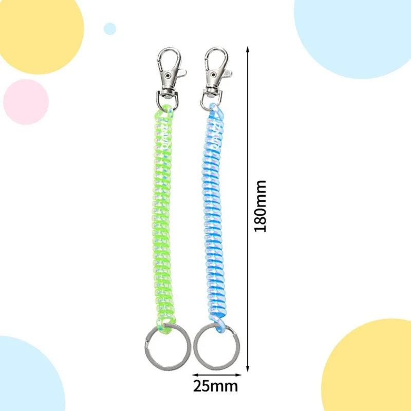 HC-8956713 Colorful Coil Springs Keychain 180mm Anti-lost Key Chain Holder Clasp for Keys Wallet Cellphone - Colorful Baby Blue