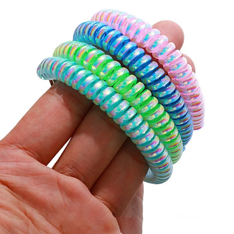 XC-895671 Colorful Retractable Coil Springs Keychain 18cm Dual-Clasp Design Phone Wrist Strap - Colorful Pink