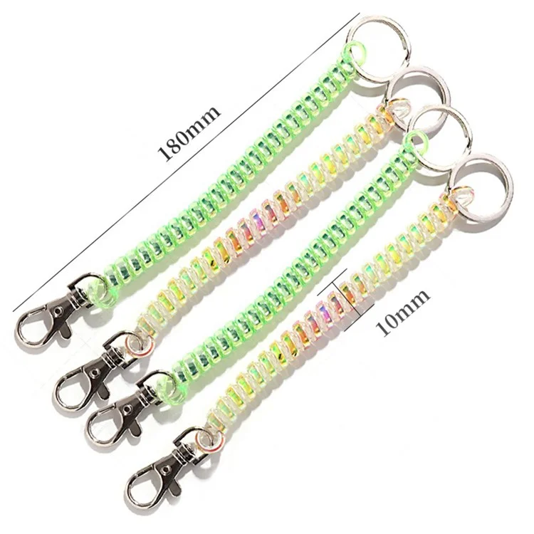 Bulk Buy Retractable Phone Lanyard Coil Springs Keychain 180mm Anti-Lost Key Chain Holder Cord