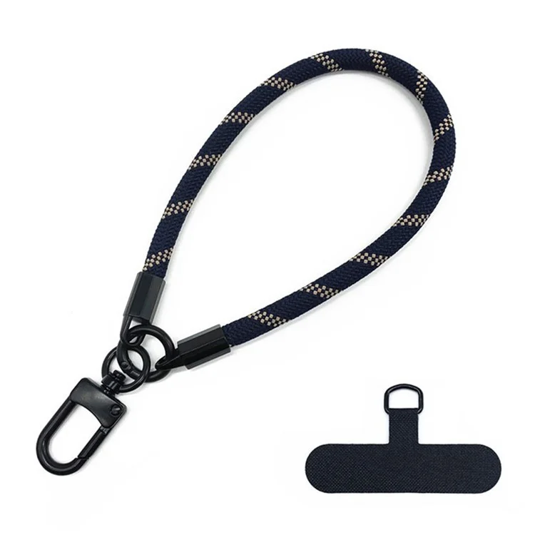 Phone Wrist Strap 7mm Thick Polyester Anti Theft Mobile Phone Lanyard with Tether Tab, Total Length: 30cm - Navy Blue+Coffee