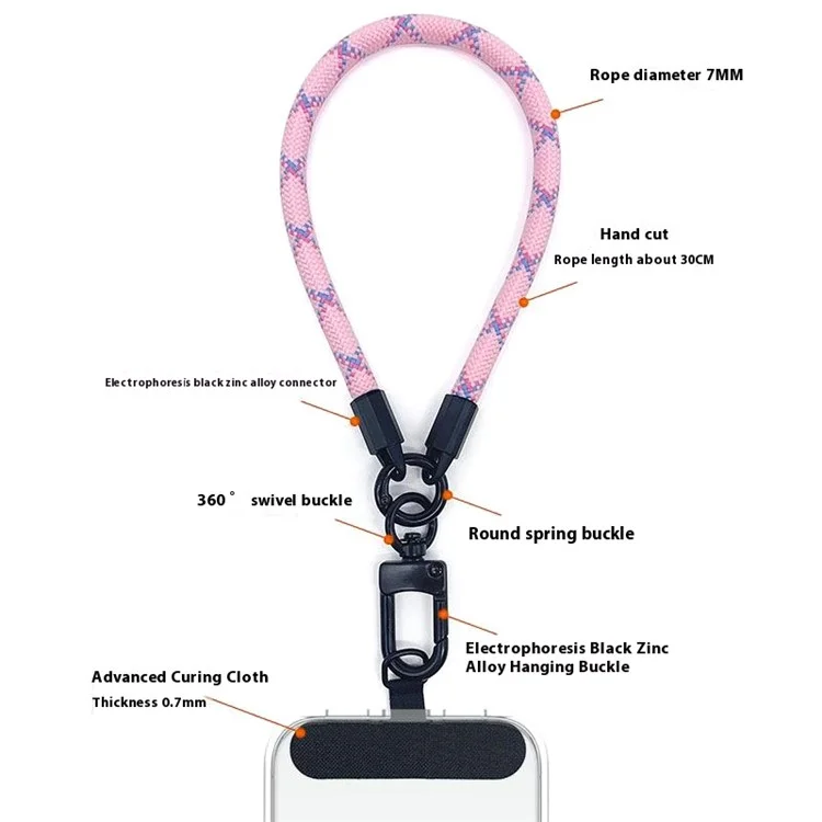Phone Wrist Strap 7mm Thick Polyester Anti Theft Mobile Phone Lanyard with Tether Tab, Total Length: 30cm - Navy Blue+Coffee
