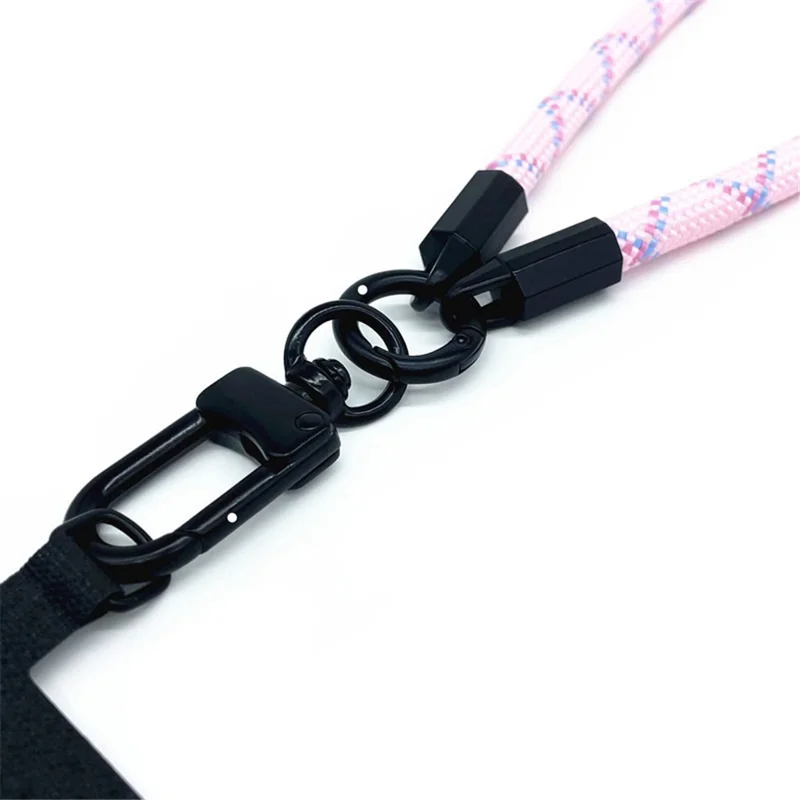 Phone Wrist Strap 7mm Thick Polyester Anti Theft Mobile Phone Lanyard with Tether Tab, Total Length: 30cm - Black+Grey