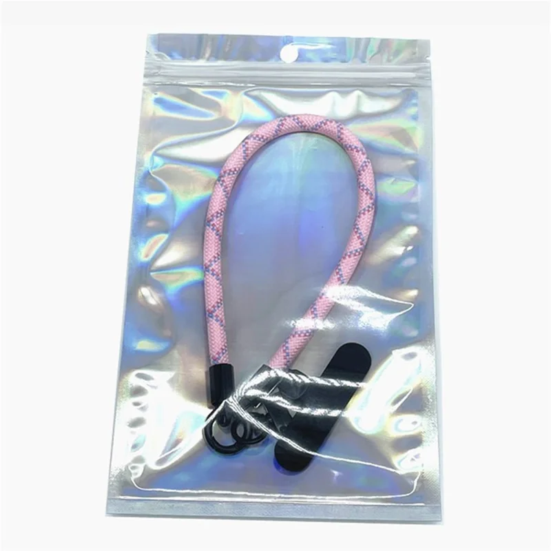 Phone Wrist Strap 7mm Thick Polyester Anti Theft Mobile Phone Lanyard with Tether Tab, Total Length: 30cm - Black+Grey