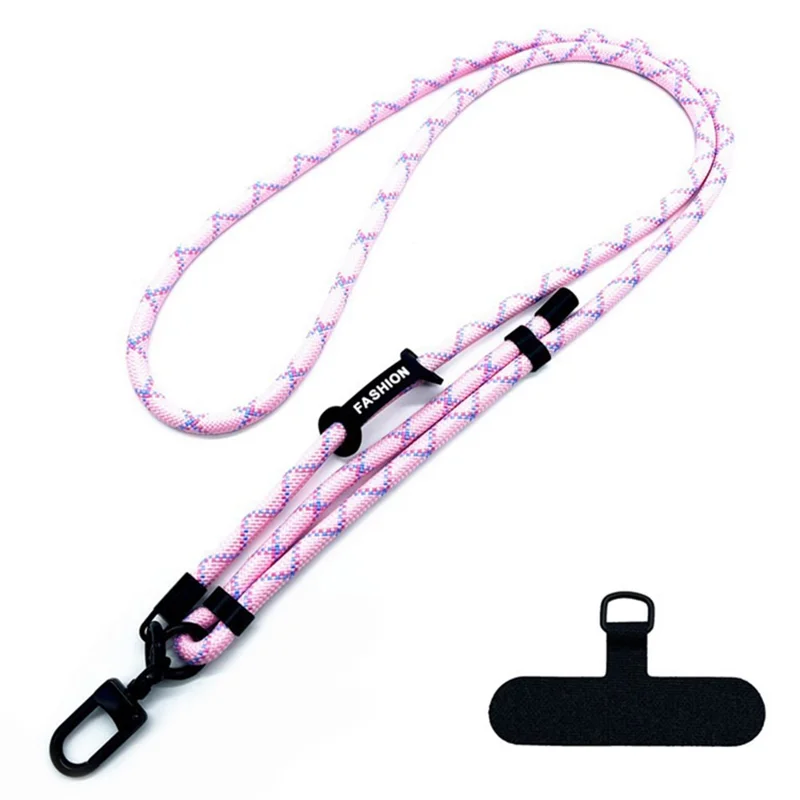 Phone Neck Strap 7mm Thick Polyester Adjustable Universal Phone Strap with Tether Tab, Total Length: 150cm - Blue+Rose+Pink